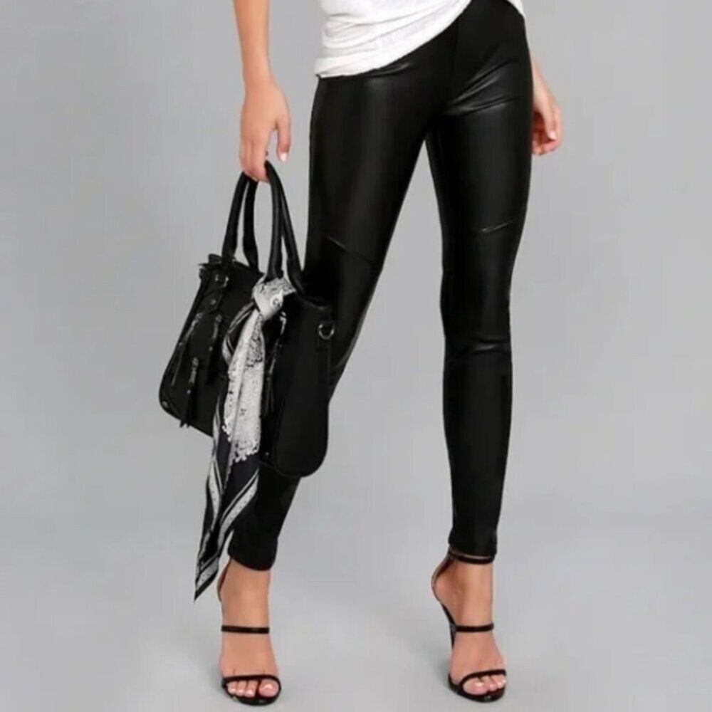 FREE PEOPLE Faux Leather Leggings Black Concert Neutral Size 25